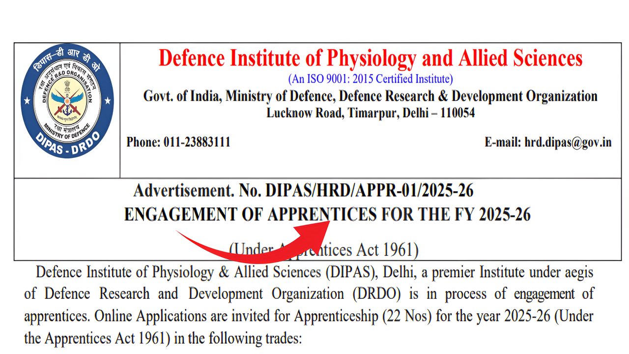 DIPAS Apprentice 22 Notification 2025