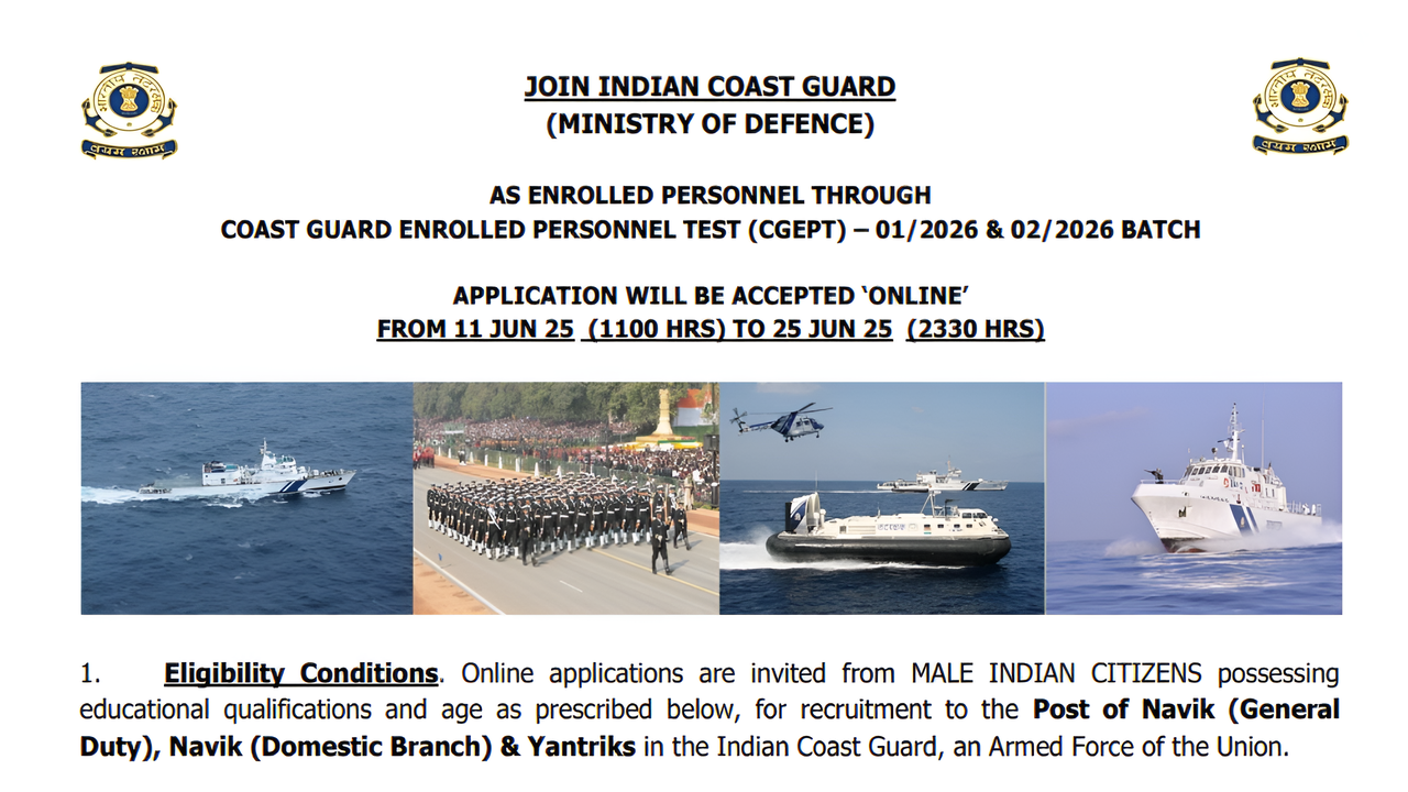 Indian Coast Guard 630 Notification 2025